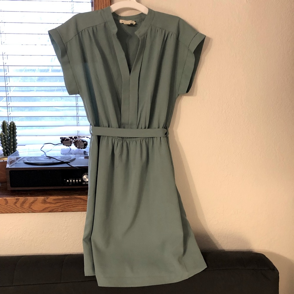Sage green short sleeve chiffon dress